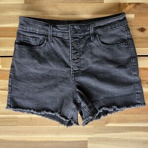 Old Navy Women's Black Denim Cutoff Frayed Shorts High Rise Slim Pockets Size 10